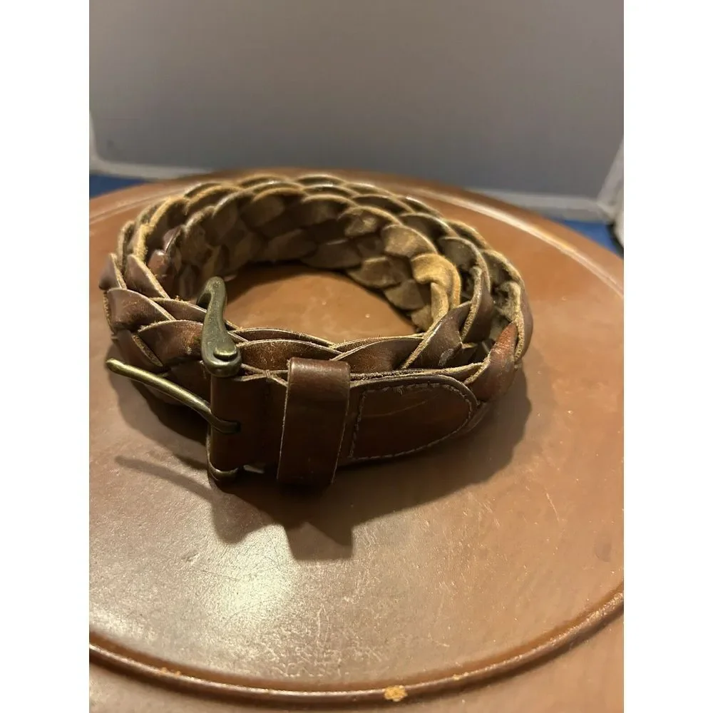 Octane Brown Braided Genuine Leather Belt Men's Size 38‎